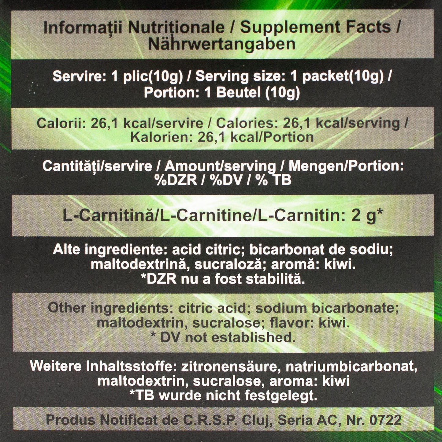 Carnitine Effervescent - Kiwi Brause